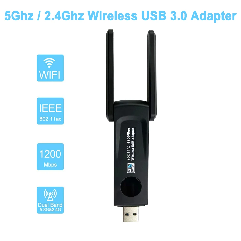 

1200Mbps USB3.0 WiFi Adapter Dual Band 2.4G 5Ghz Wireless WiFi Dongle Antenna USB Ethernet Network Card Receiver For PC
