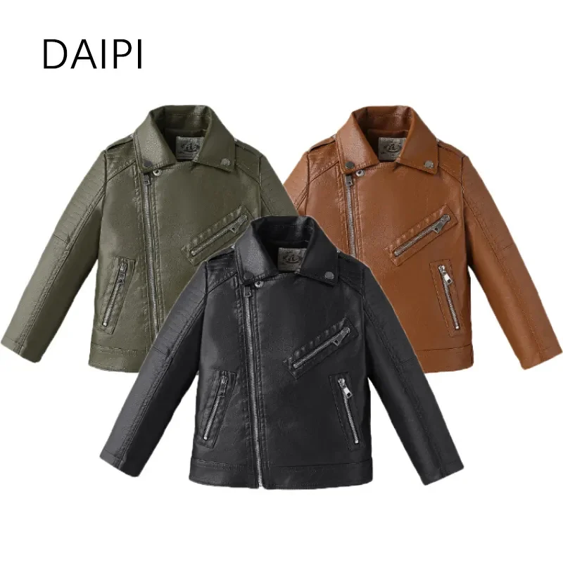 

Child Leather Jacket for Boy Zipper Clothes 2023 New Fashion s Coat ren's Clothing From 2 To 7 Years