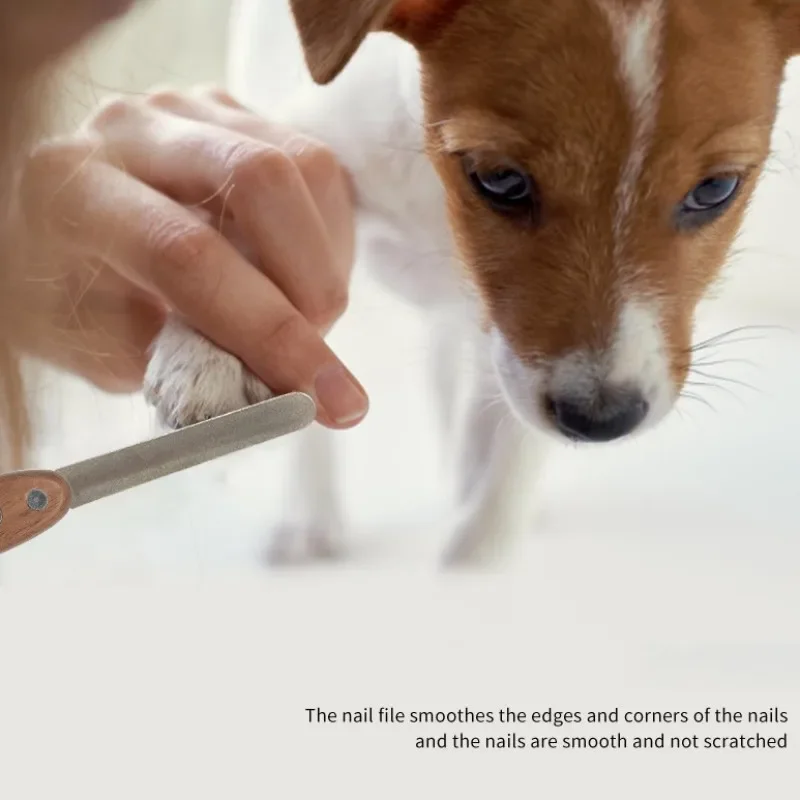 Dog Nail Grinder Stainless Steel Dogs Nails Trimmer Wooden Handle Nail Grinder for Dogs Claw Cleaning Dog Grooming Pet Supplies