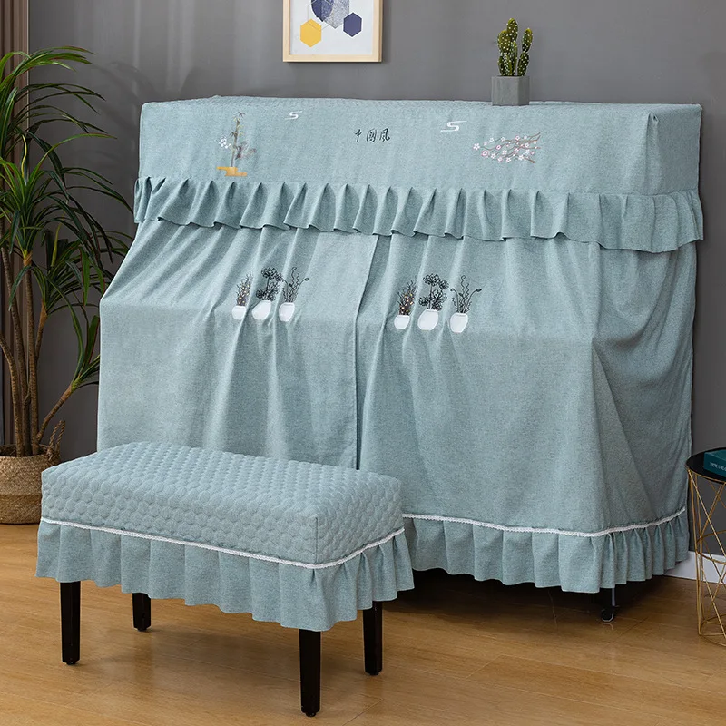 European Style Piano Cover Sets Home Decor Full Cover Dustproof Piano Stool Seats Furniture Protective