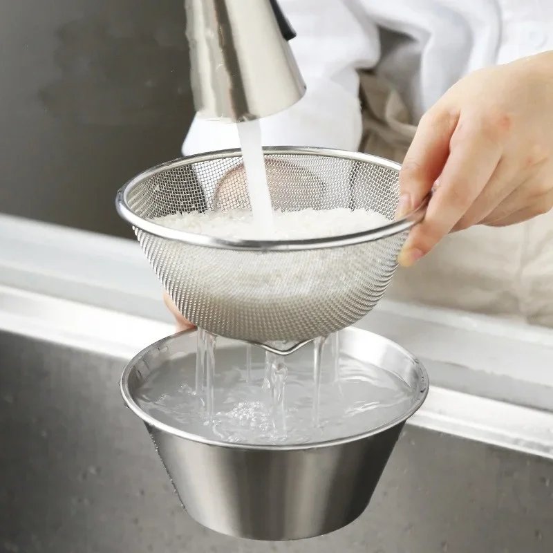 Stainless Steel Kitchen Drain Basket Set for Fruits and Vegetables