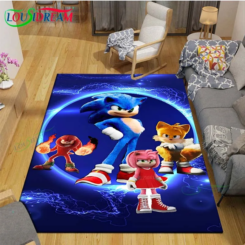 Floor Mat Kids Carpet Decorative Carpet Anime Characters S-Sonics Carpet Living Room Home Sofa Decoration Children Game Large Decor Yoga Mat