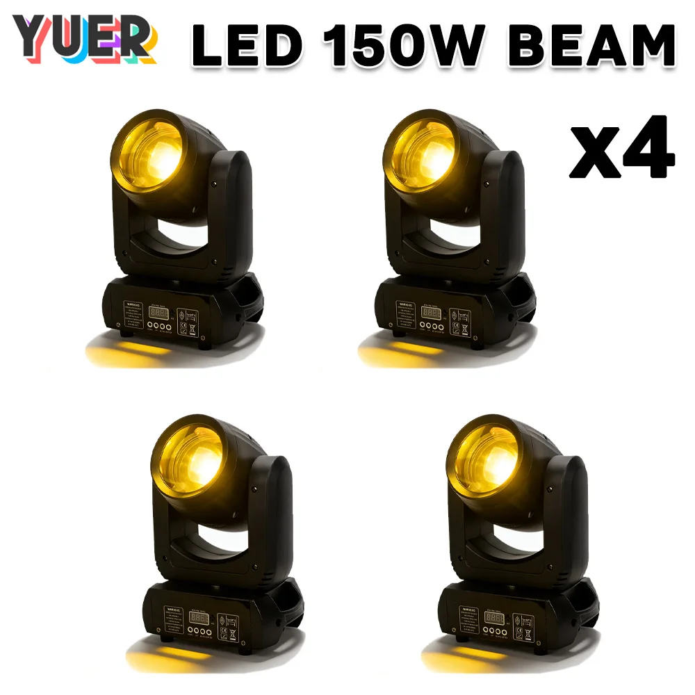 4 Focos Móviles LED de 150W con Efecto Beam para DJ, Discoteca, Bodas, Fiestas, Clubes, Control Automático DMX, Iluminación de Escenario para Discotecas