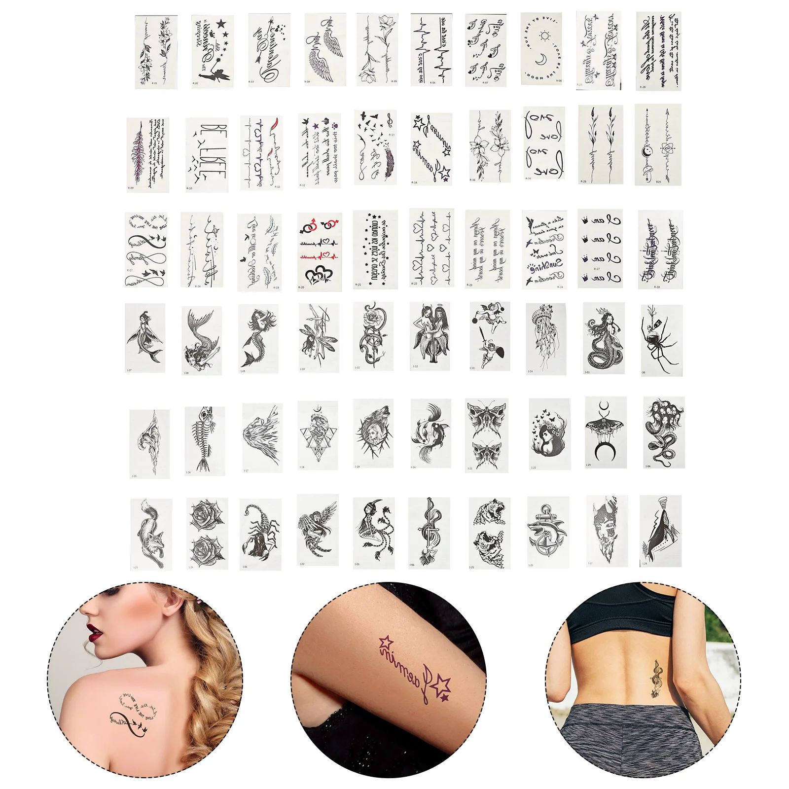 

60 Sheets Tattoo Stickers Fake Body Tattoos Temporary Flower Applique Art Decal