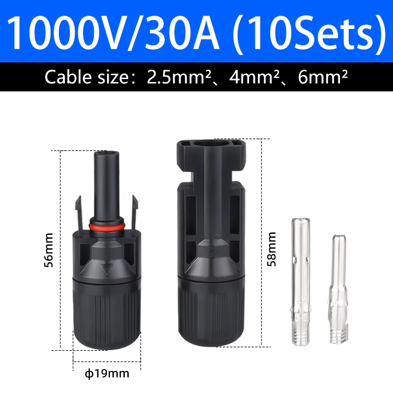 Fabbrica e fornori cinesi di connettori per pannelli solari MC4 per cavi solari da 10 mm2 8 AWG | RISIN