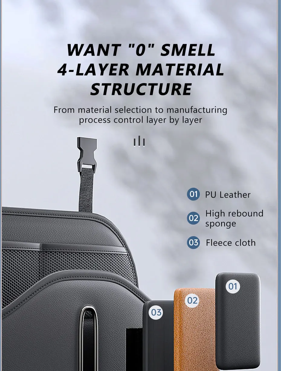 BLALION Autositz-Aufbewahrungstasche zum Aufhängen, multifunktional, hochwertiges Leder, Rücksitz-Organizer, Getränkehalter, Regenschirm, Telefontaschen – Detail 6
