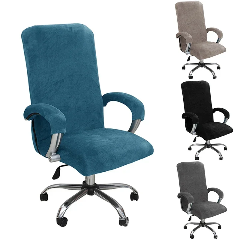 

L/XL Soft Velvet Office Armchair Cover Stretch Stretch Computer Chair Cover Thickened Rotating Chair Case Funda Silla Escritorio