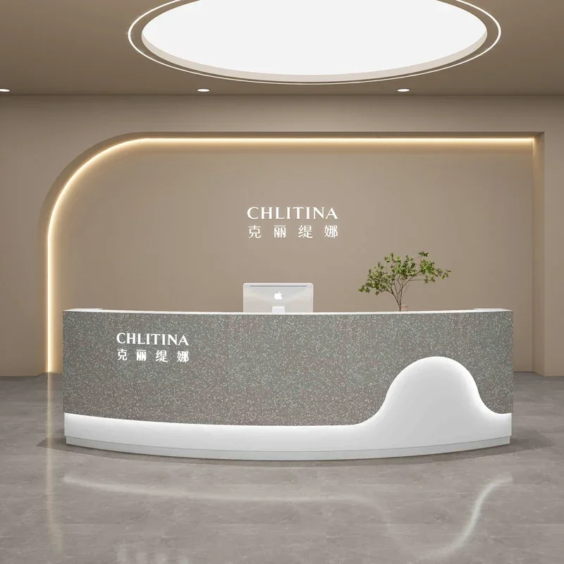 Simple Camber Reception Desks Modern White Originality Counter Storage Church Pulpito Salon Furniture Guichet D'accueil FYRD