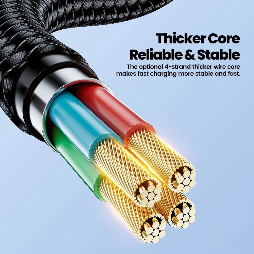 Toocki 3A USB to Type C Fast Charging Cable with 90° Elbow Design