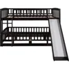 Full Over Full Low Bunk Bed with Slide and Fence Railings Wood Floor Bunk Beds with Ladder for Toddler Kids Boys Girls, Espresso 4