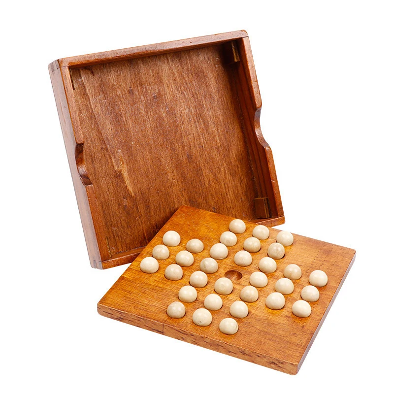 Single Player Chess Wooden Peg Solitaire IQ Logic Challenges Strategy Board Games Adults Kids Party Family Fun Great Idea Gifts 3