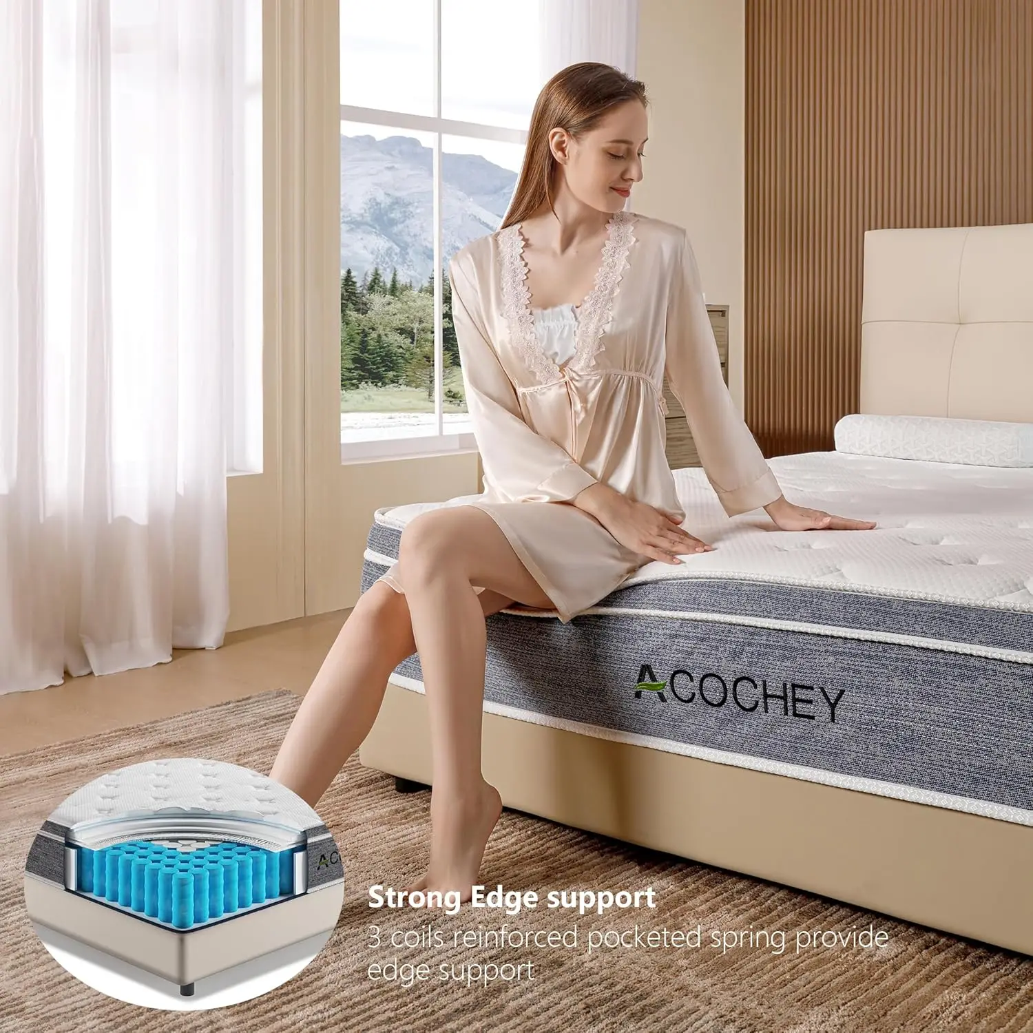 Queen Mattress in a Box,10 Inch Queen Mattresses,Gel Memory Foam Medium Firm Grey Hyrid Mattress,Quality Comfort 2