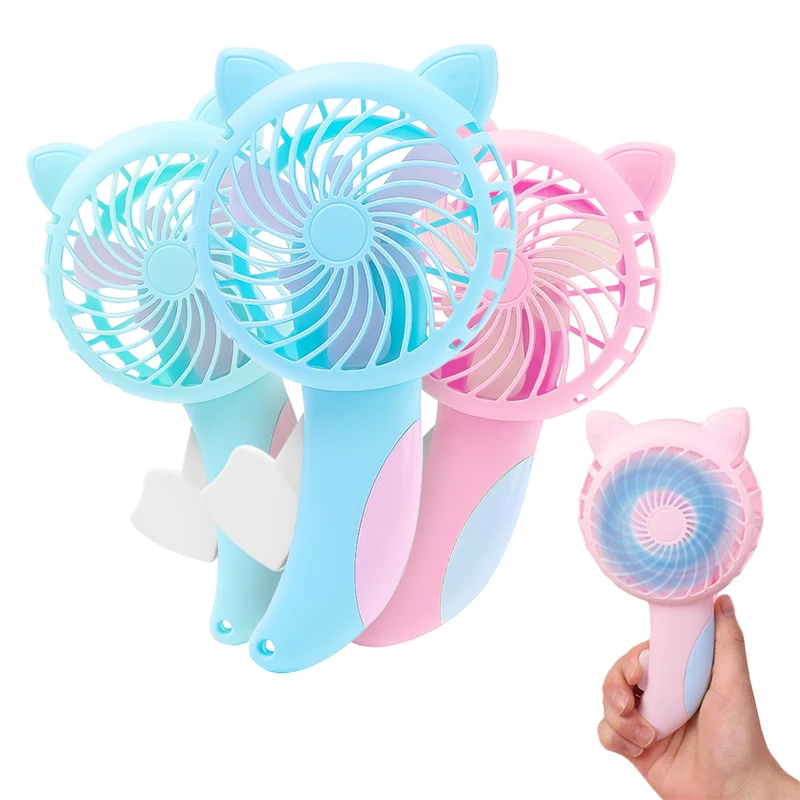 Cartoon Hand-Pressed Hand-Cranked Small Fan Mini Student Portable Hand-Held Fan Manual Children's Toys Summer Cooling