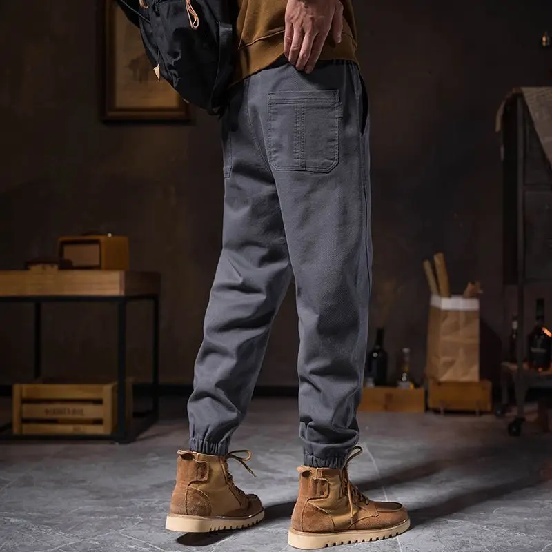Spring Autumn Elegant Fashion Harajuku Slim Fit Ropa Hombre Loose Casual Pants All Match Cargo Pants Solid Pockets Harem Pant