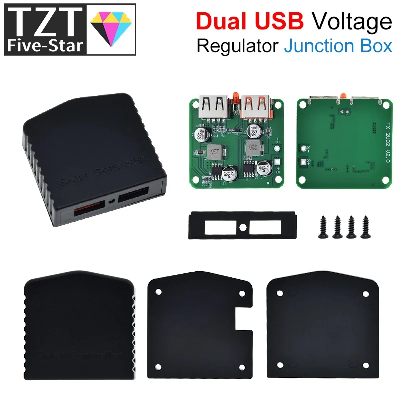 Dual USB 5-18V bis 5V 9V 12V 2A/3A PD Schnellladung Solarpanel Power Bank Ladespannungsregler Regler mit LED-Anzeige