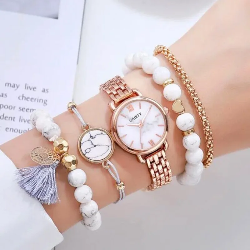 Gaiety Model 5pcs Set Watches Ladies Style Quartz Wristwatches Women Gown Bracelet Clock Feminine Reward relogio feminino