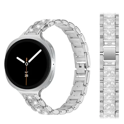 Stainless Steel Metal Diamond Bracelet Strap for Samsung Galaxy Watch 8 (Sliver)