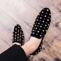 Black Gold Spiked Men's Loafers 5