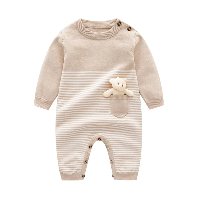 Baby Rompertjes Herfst Kameel Lange Mouw Pasgeboren Jongens Meisjes Gebreide Truien Jumpsuits Winter Peuter Baby Outfits Een Stuk Dragen