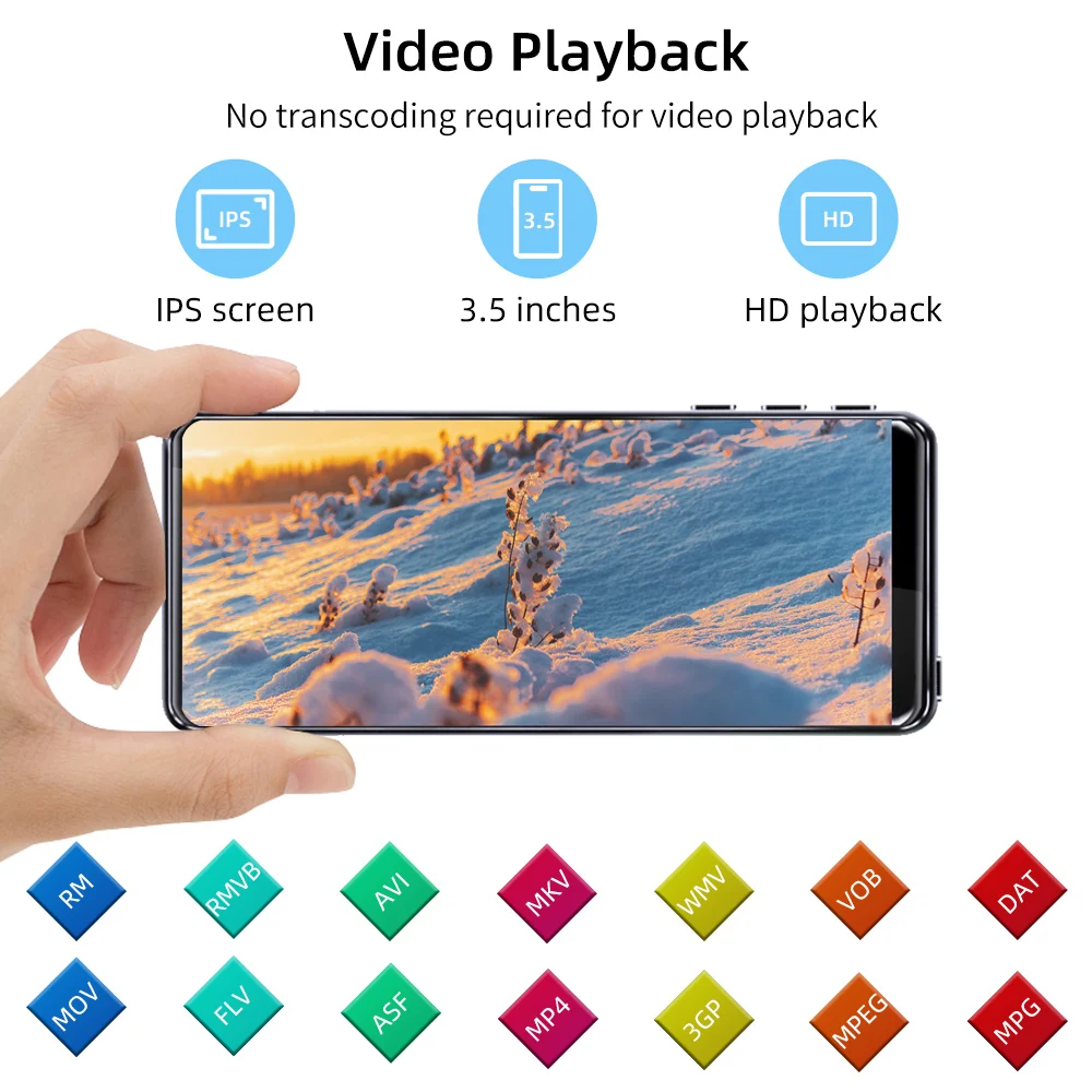MP4 Player Deelife MP4 with Touch Screen MP 4 MP3 Player Bluetooth 5.0 Music Supports Hebrew music player mini media player