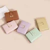 Fashion Solid Color Women Short Wallet Travel Organizer Fold Card Holder Coin Bag Ins Pu Luxury Small Purse For Gift 3