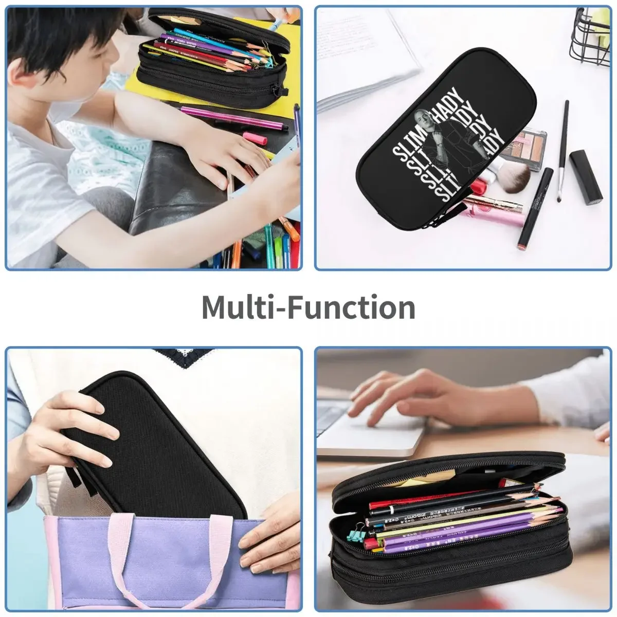 Eminem Slim Shady Music Rap Pencil Cases Large Storage Pen Bags Pen Box Pencil Pouch For Boys Girls Students School Office