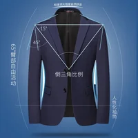 Blazer New Men's Fashion Business Solid Color British Style Professional Work Groom Wedding Dress Best Man Blazer Jacket 2
