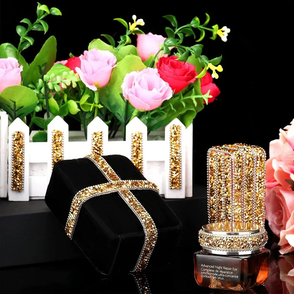 New Self Adhesive Crystal Rhinestone Sticker 1cm Width Rhinestone Ribbon Diamond Ribbon DIY Sticker Crystal Roll Glitter