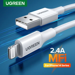 UGREEN MFi USB для Lightning Кабель для iPhone 14 13 12 Pro Max 2.4A Быстрая зарядка для iPhone для iPad телефон кабель для передачи данных