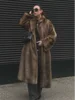 Women's Luxury Soft Thicken Warm Hairy Faux Fox Fur Coat Fashion Oversized Brown Long Sleeve Fluffy Jacket 2024 Lady Streetwear 1