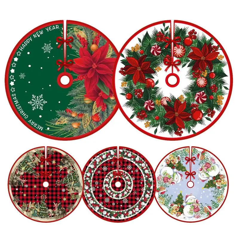 Christmas Tree Skirt 90cm Soft Polyester Rustic Vintage Party Decor