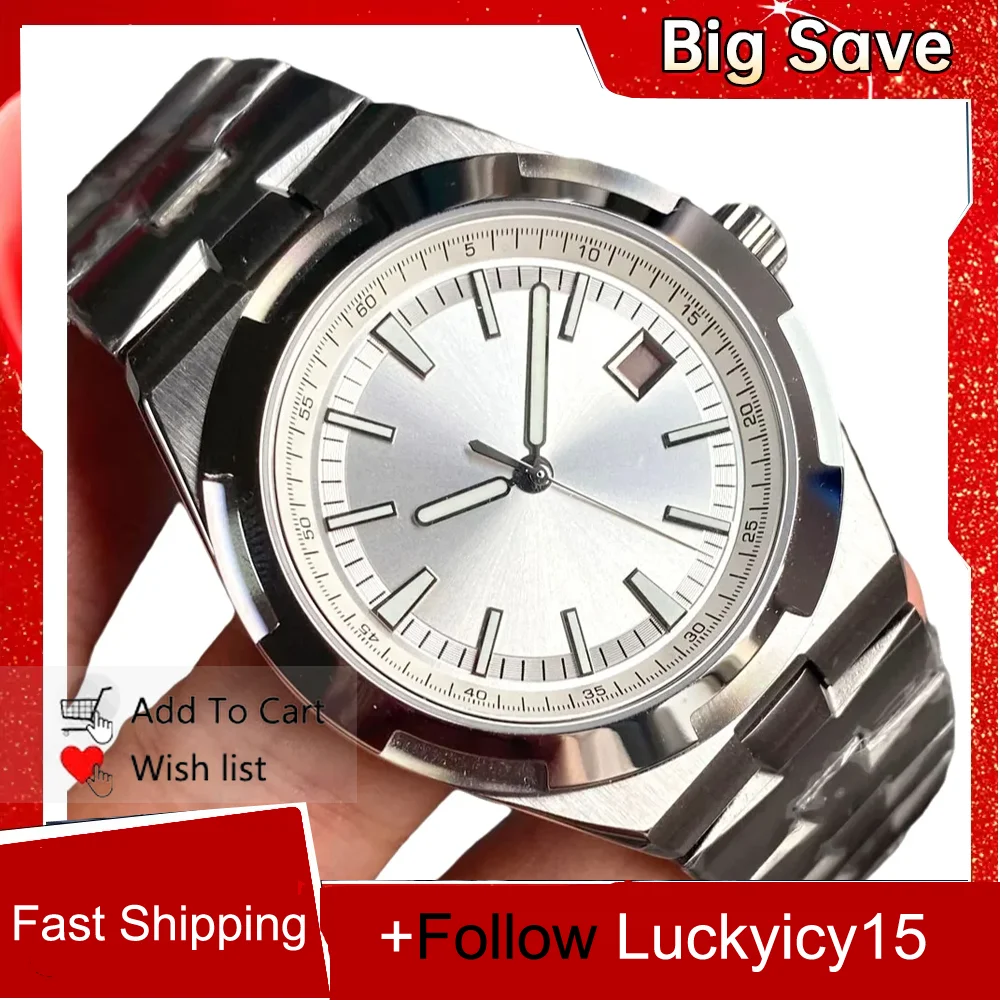 Enhanced Stainless Steel Watch Case with Sapphire Glass Back and Push-Pull Crown, 41MM