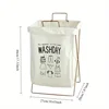 Foldable Laundry Basket with Handle - Iron Frame Waterproof Storage Basket, Large Collapsible Clothes Hamper 2