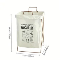 Foldable Laundry Basket with Handle - Iron Frame Waterproof Storage Basket, Large Collapsible Clothes Hamper 2