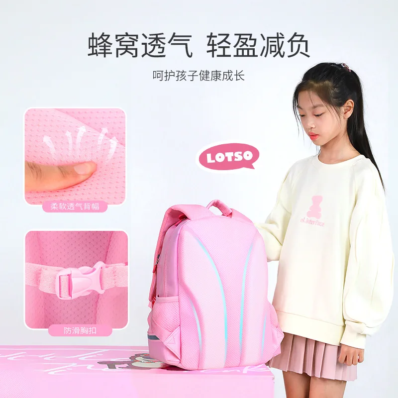 Disney New Losto School Bags For Girls Grade 1-3 Primary Student Shoulder Orthopedic Backpack Large Capacity Kids Gifts Mochilas