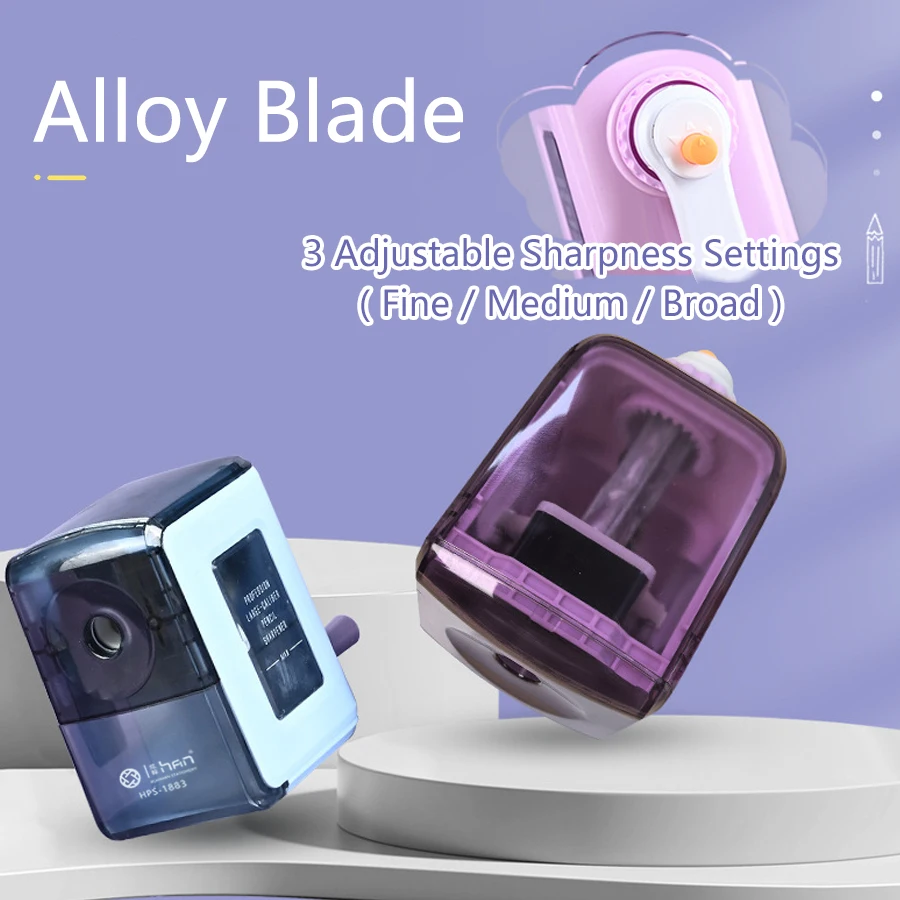 8-12mm 자동 공급 수동 연필깎이, 핸드 크랭크 연필깎이, 3단계 조절 가능한 날카로움 설정, 점보 연필용, 학교 및 사무실용