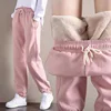 Winter Lambswool Warm Casual Pants Winter Fleece Lined Sweatpants High Waist Stretchy Thick Warm Thermal Pants 1