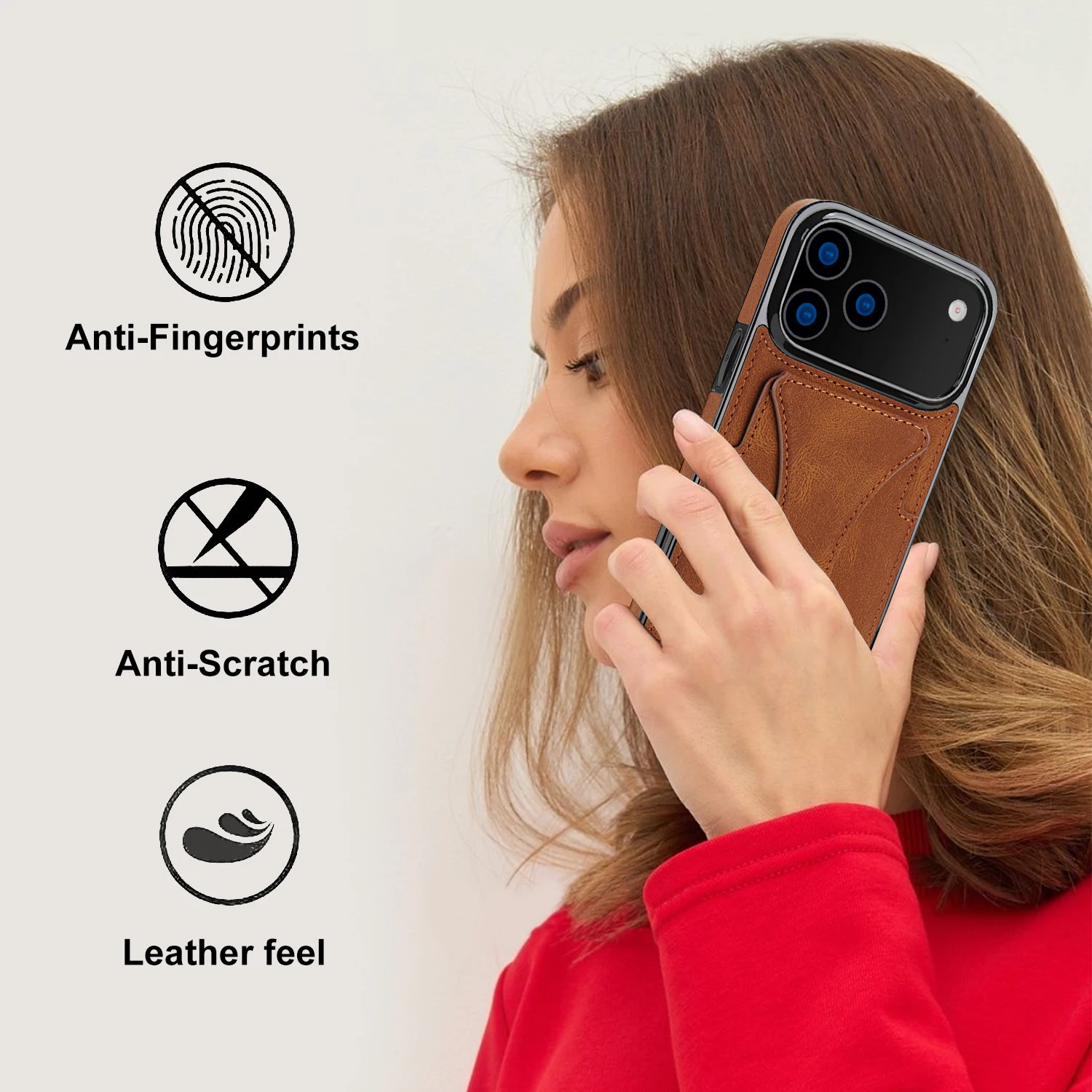 Foldable Leather Phone Case with Credit Card Slots and Kickstand Design