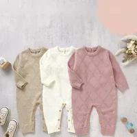 DGUKYM Spring Autumn New Solid Color Knitted Acrylic Long Sleeve 1-18 Months Newborn Baby Boys Girls Rompers Jumpsuit Bodysuit 1
