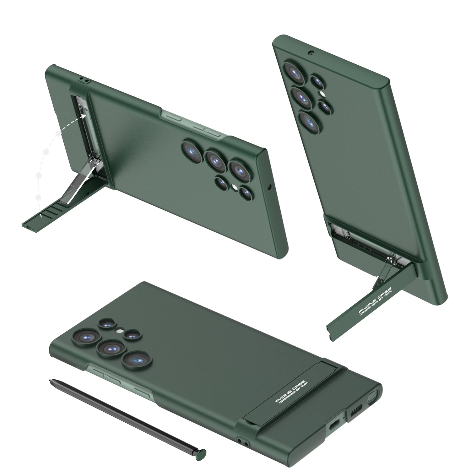 Luxury PU Frosted Leather Bracket Case - 360 Degree Protective Soft Cover