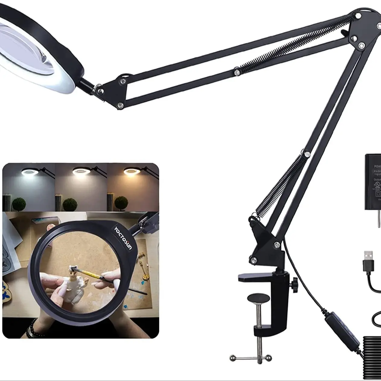 10X Beauty Magnifying Lamp with Light Stand Illuminated Magnifier Light 3  Color Modes for Crafts Repair Works - AliExpress