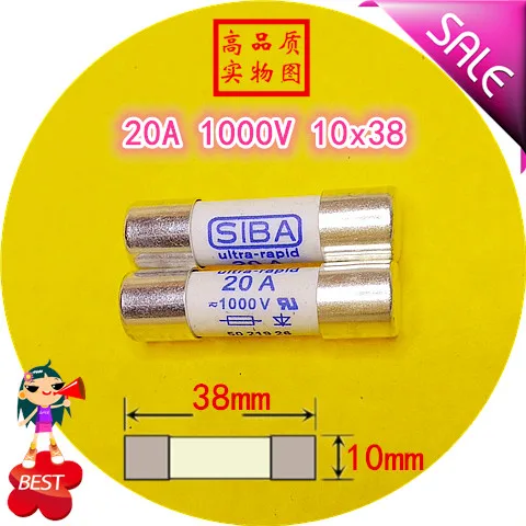 10pcs Fuse 20A 1000V 10x38mm fuse tube ceramic fuse core