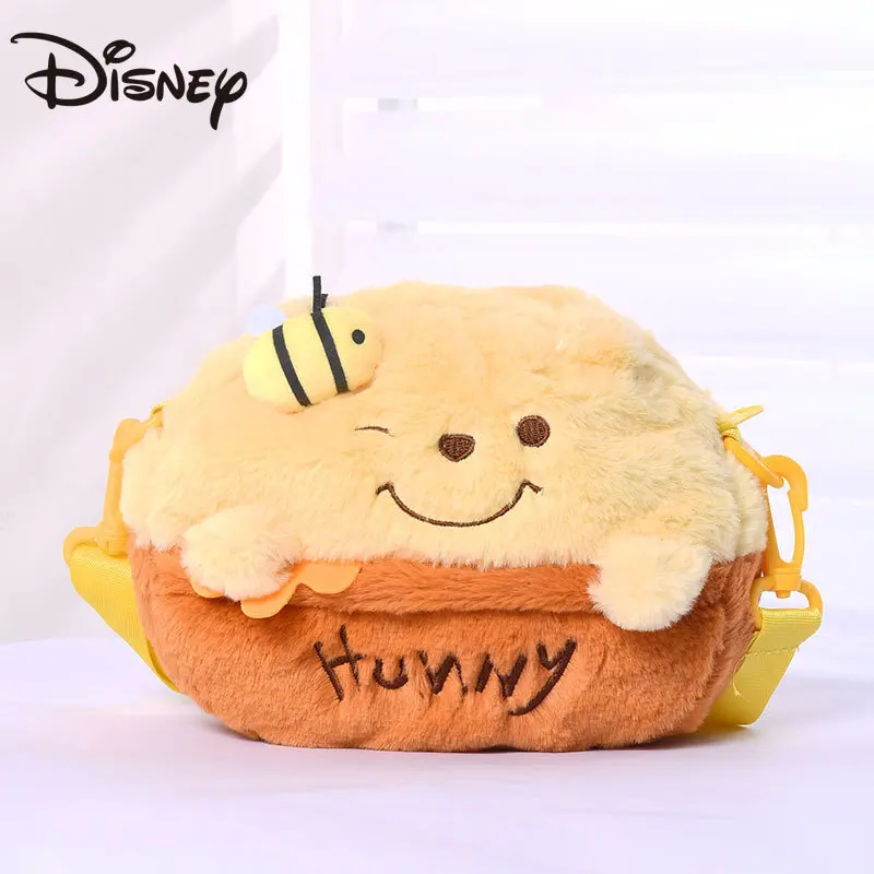 

MINISO Disney Cartoon Anime Honey Pot Winnie The Pooh Girls Student Messenger Bag Cosmetic Storage Plush Small Shoulder Bag Gift