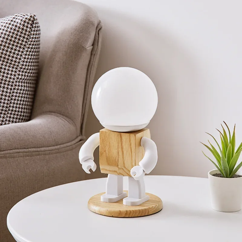 Robot Desk Lamp Set Of 2 – Adjustable Wooden Funky Bedside Lights