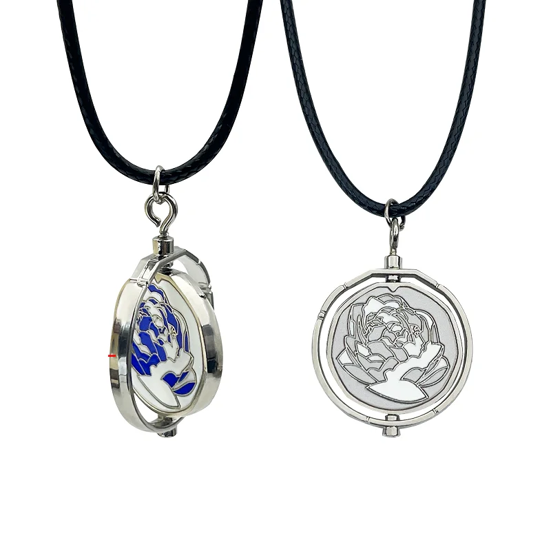 Arcane-Inspired Ekko Rotating Pendant Keychain - Powder Blue & Pink Rose Design