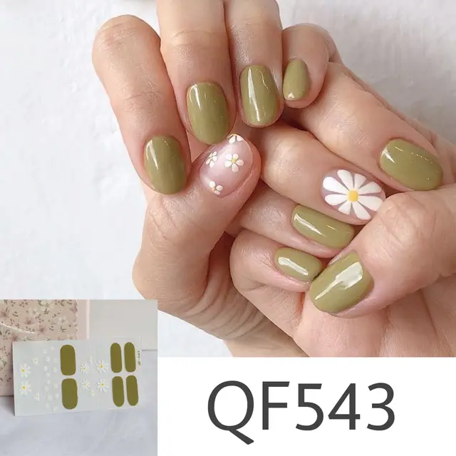 Lamemoria14tips Nail Stickers New Product Full Coverage 3D Summer Complete Nail Decals Waterproof Self-adhesive DIY Manicure QF543