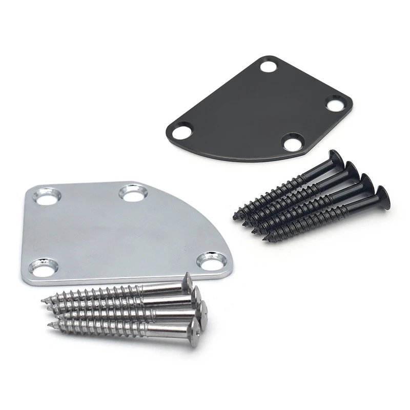 

4 Holes Electric Guitar Neck Plate Curved Cutaway Semi Round Neck Joint Back Mounting Plate Replacement with Screws