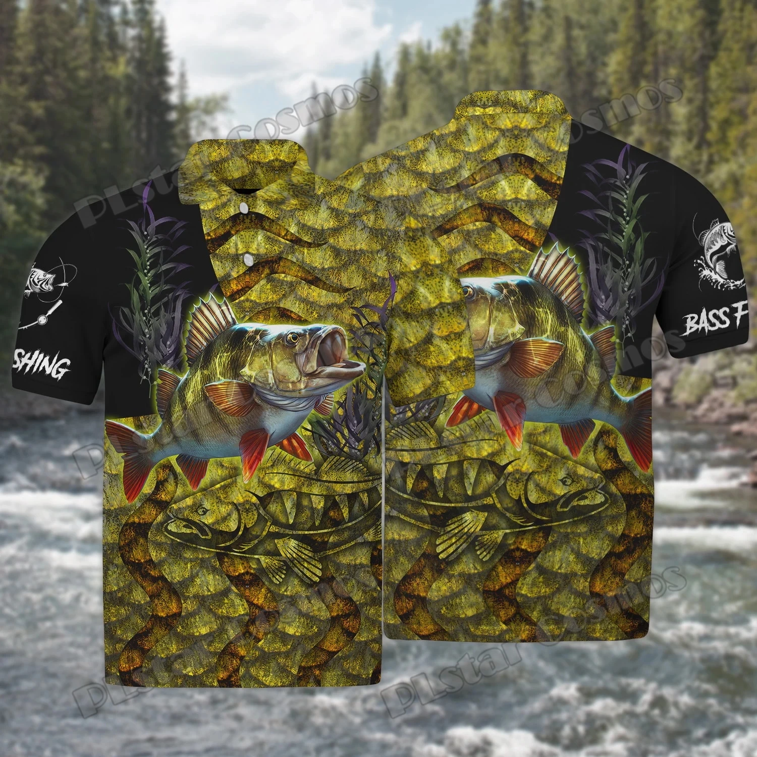 

PLstar Cosmos Yellow Perch Fishing on skin Pattern 3D Printed Fashion Men's Polo Shirts Summer Casual short sleeve shirt PLP22
