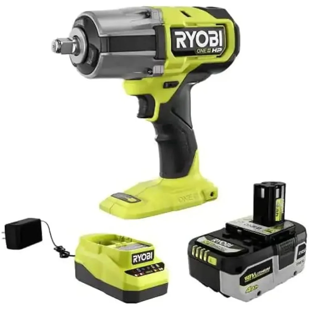 

RYOBI ONE + 18 в бесщеточный беспроводной 4-режимный 1/2 дюйма Набор ударных гаечных ключей с аккумулятором и зарядным устройством (PBLIW01K1)