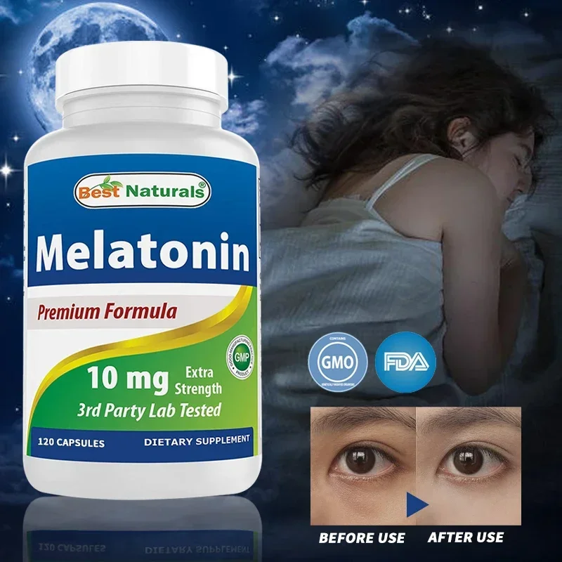 

Melatonin 10 Mg Capsules, A Sleep Aid That Helps Promote Relaxation During Bedtime and Help You Fall Asleep Quickly